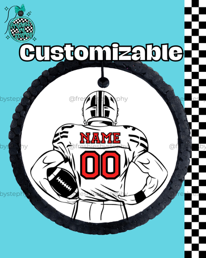 custom football player car freshener with name and number