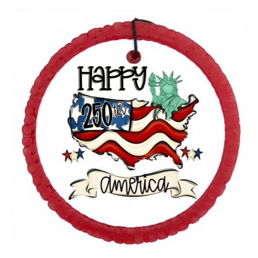 Happy 250th America Patriotic Car Freshie - Simple Design