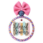 Blessed Teacher graphic with leopard-print accents.