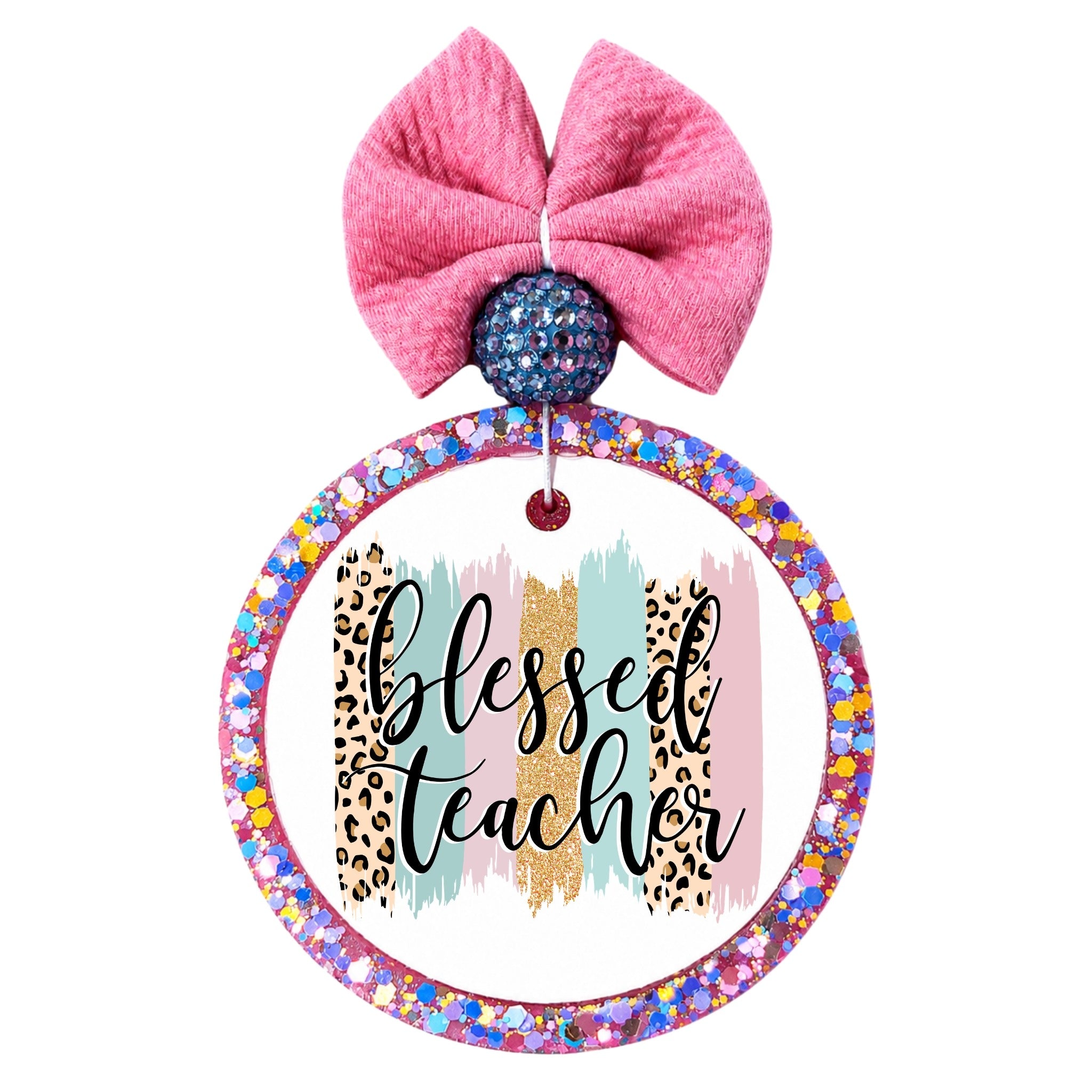 Blessed Teacher graphic with leopard-print accents.
