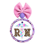 RN Nurse graphic with nursing-themed artwork.
