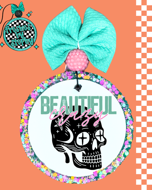 Beautiful Crazy Skull Car Freshie – Edgy Car Air Freshener