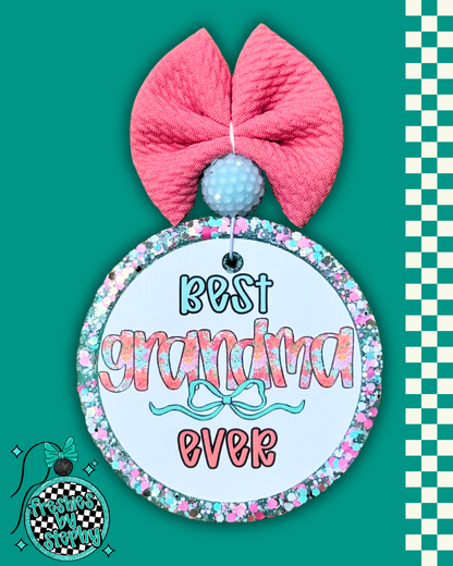 Best Grandma Ever Car Freshie - Floral Bow Handmade Air Freshener