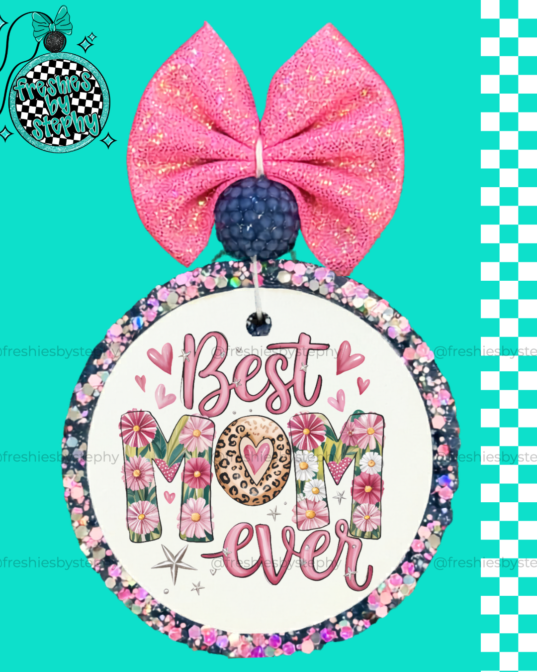 Best Mom Ever Freshie | Pink Floral Heart Car Air Freshener Gift