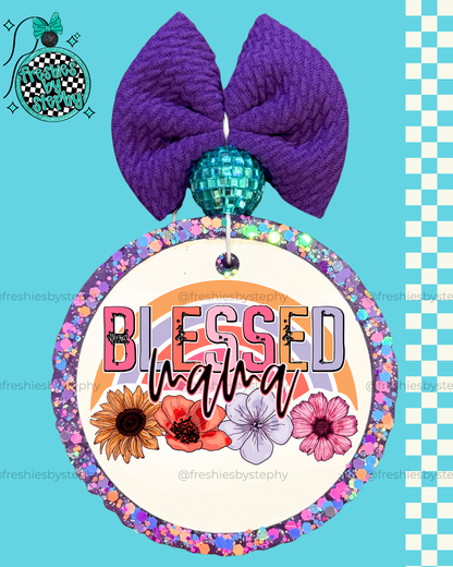 Blessed Mama Rainbow Freshie | Colorful Floral Mom Car Air Freshener