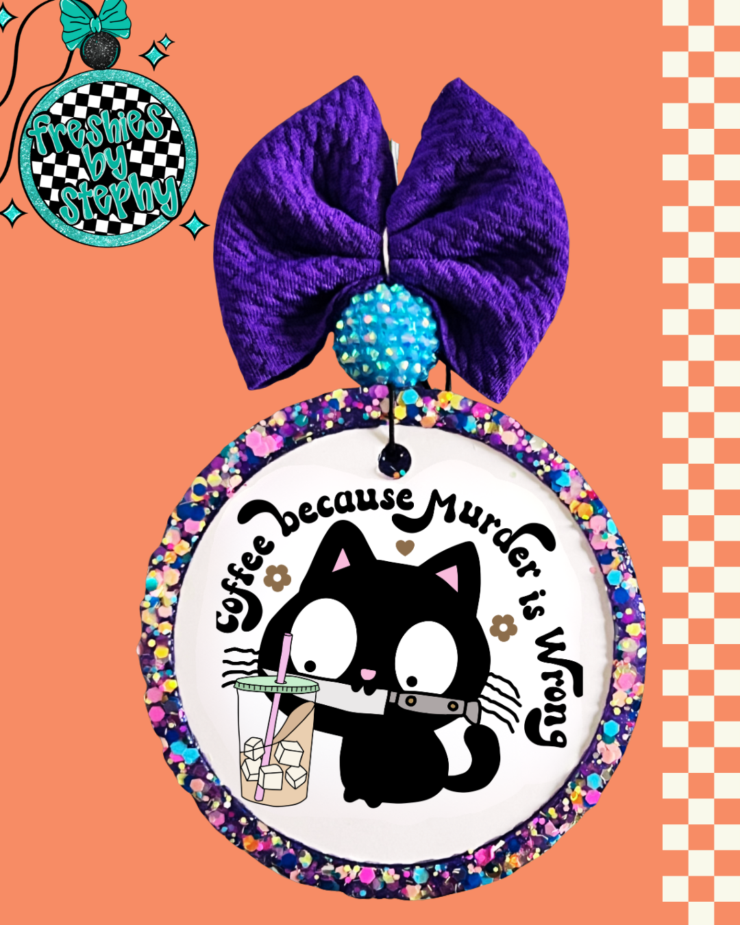 Coffee Because Murder Is Wrong Cat Freshie – Funny Iced Coffee Car Air Freshener