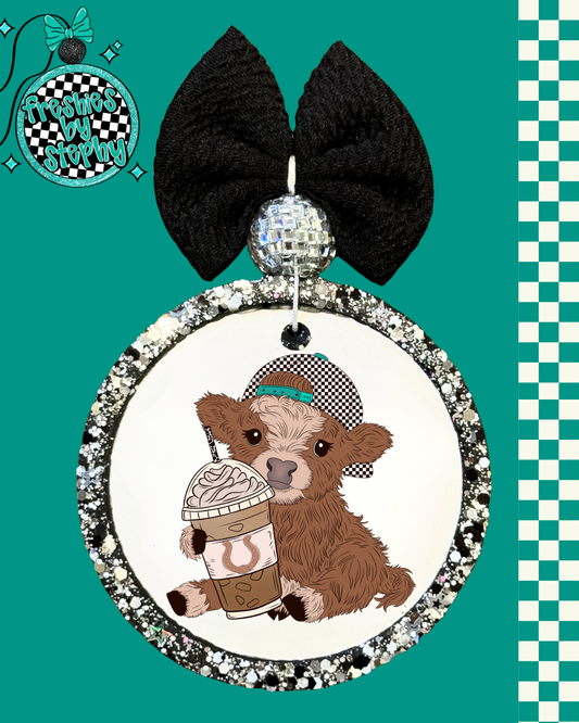 Highland Cow Coffee Freshie – Cute Cow Car Air Freshener