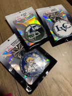 3 hanging car fresheners with different school spirit designs for football team.