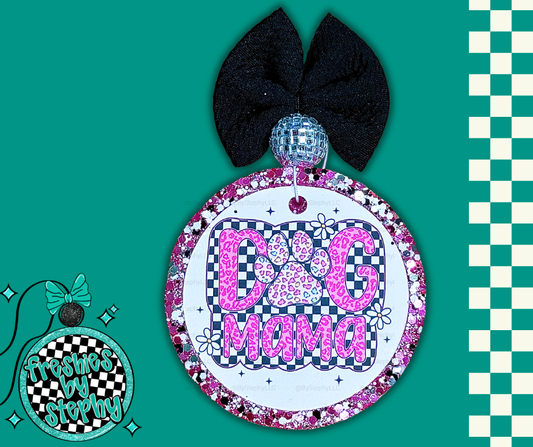 Dog Mama Car Freshie - Pink Leopard Paw Print Handmade Air Freshener