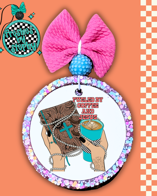 Fueled by Coffee & Jesus Freshie – Faith Coffee Car Air Freshener