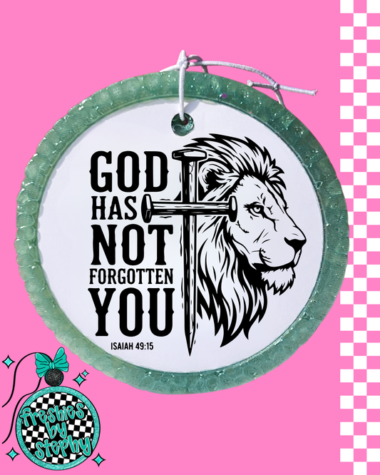God Has Not Forgotten You Christian Freshie – Lion & Cross Isaiah 49:15 Car Air Freshener