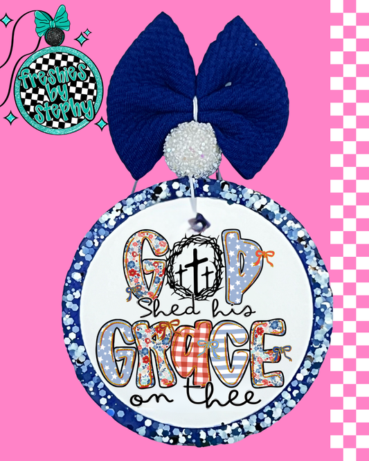 God Shed His Grace on Thee Christian Freshie – Patriotic Faith Car Air Freshener