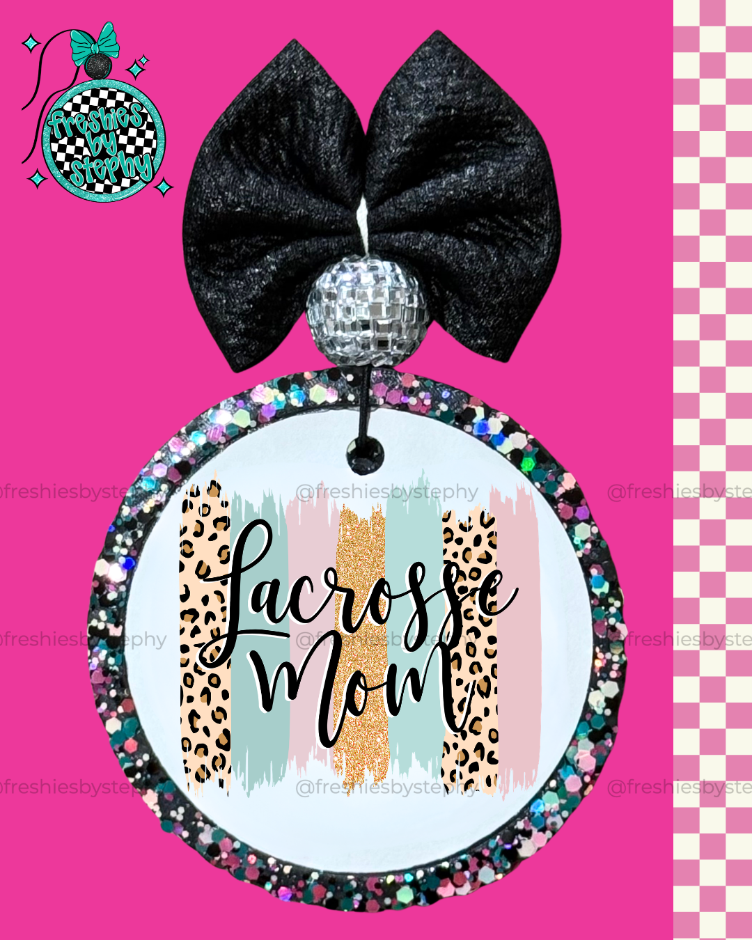 Lacrosse Mom Car Air Freshener | Neutral Leopard Sports Mom Gift