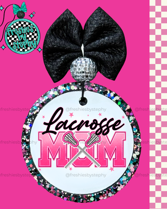 Lacrosse Mom Car Air Freshener | Pink Glitter Sports Mom Gift