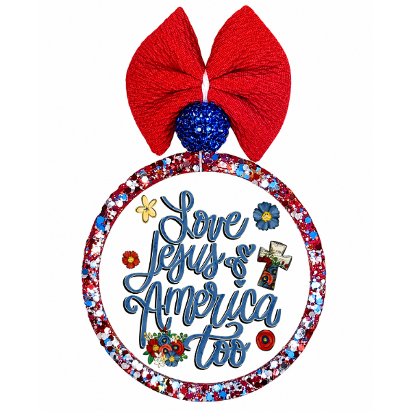 Love Jesus & America Too Patriotic Christian Freshie