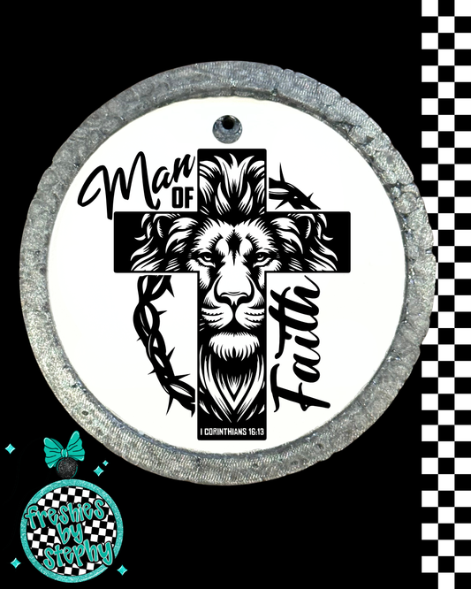Man of Faith Christian Freshie – Lion Cross Car Air Freshener