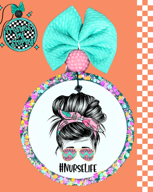 Nurse Life Messy Bun – Trendy Nurse Car Air Freshener