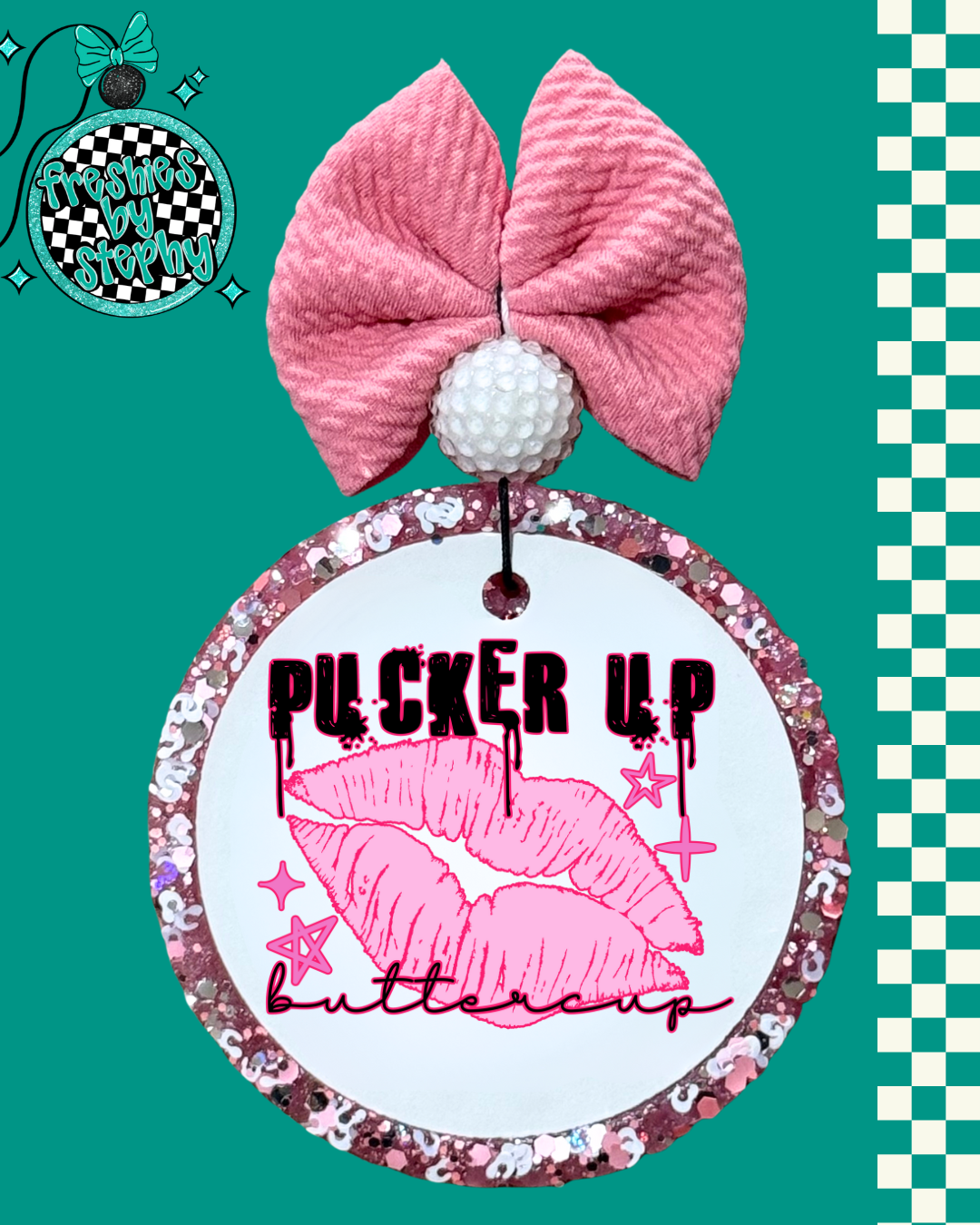 Pucker Up Buttercup Freshie | Valentine Car Air Freshener