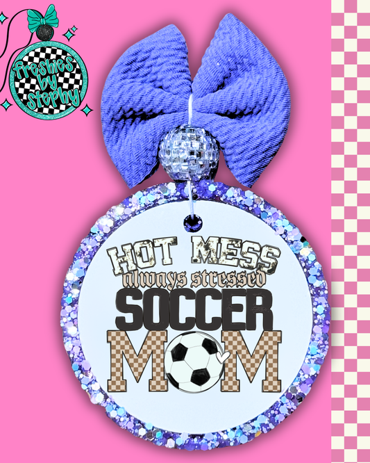 Hot Mess Soccer Mom Car Freshie | Funny Sports Mom Air Freshener