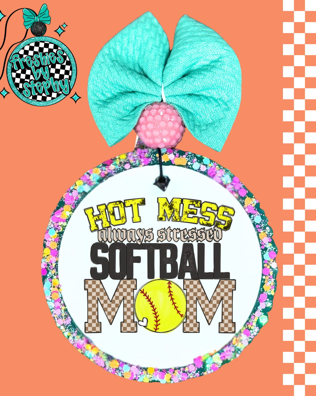 Hot Mess Softball Mom Car Freshie | Funny Sports Mom Air Freshener