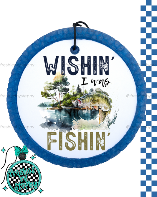 Wishin I Was Fishin Car Air Freshener | Funny Fishing Gift