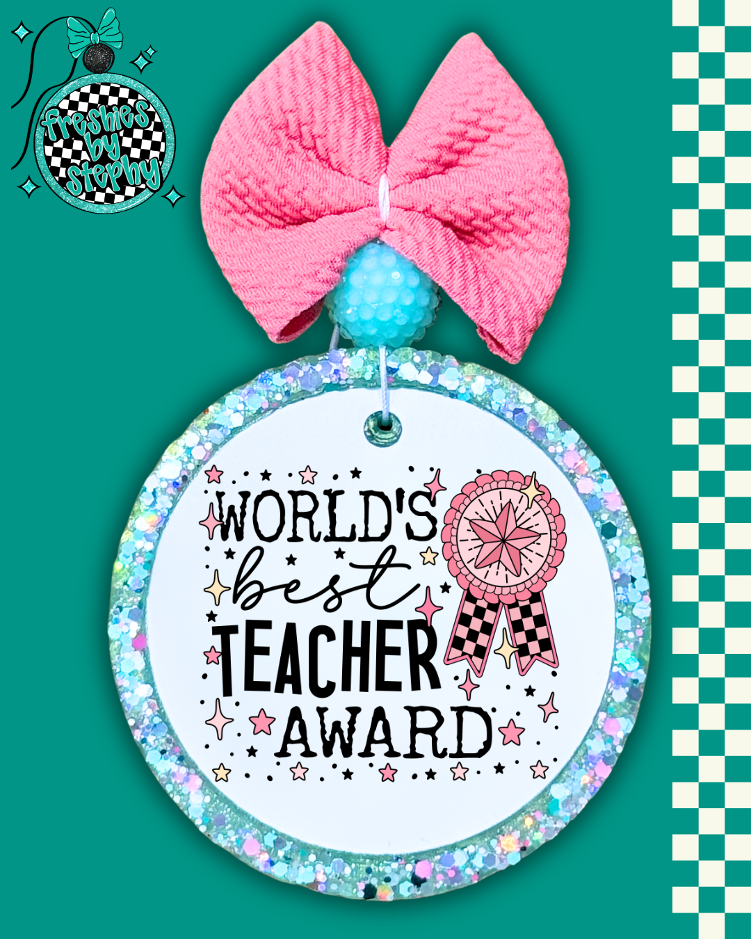 World’s Best Teacher Award Car Freshie – Teacher Gift Car Air Freshener