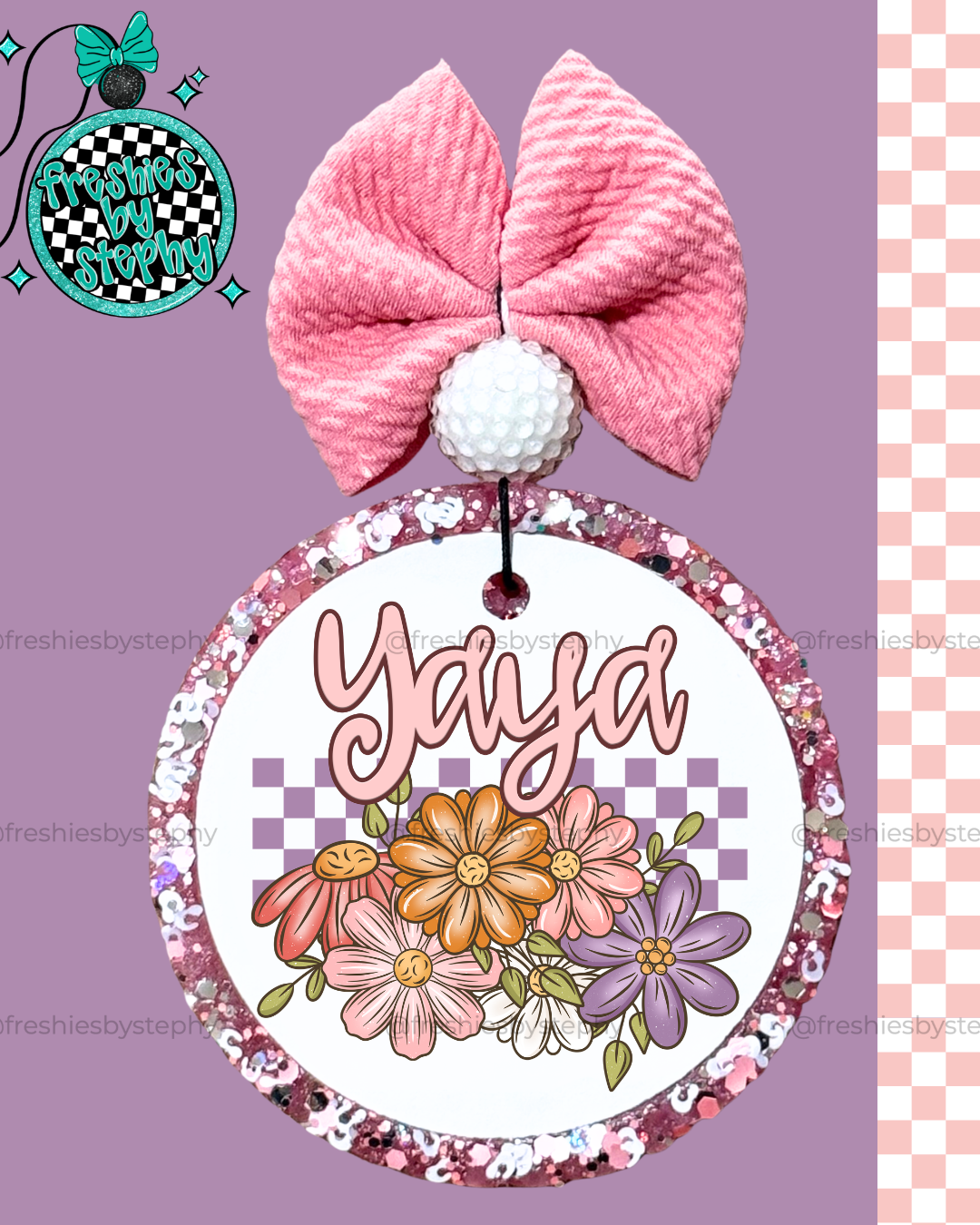 Yaya Car Air Freshener Gift | Floral Grandma Freshie