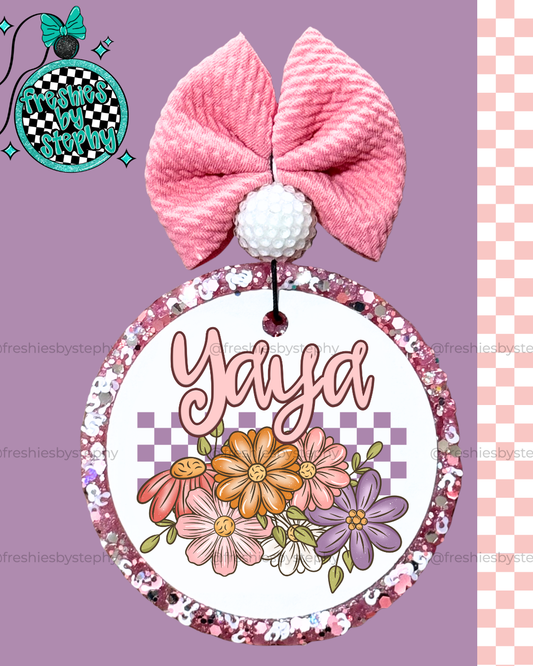 Yaya Car Air Freshener Gift | Floral Grandma Freshie